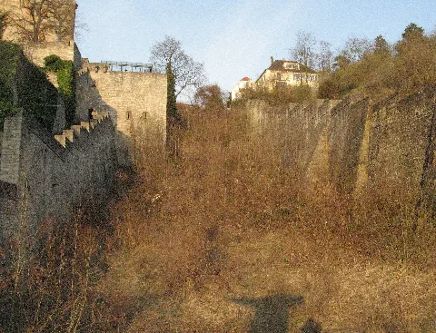 Schwäbisch Hall, Schiedgraben Vom Steg An Der Stelle Des Limpurger Tors