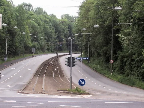 Tram Tracks In Universitätsstraße At Bochum Langendreer