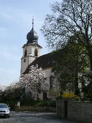 Bad Rappenau Bonfeld Evangelische Kirche Ansicht Von Nw Mit Magnolienblüte