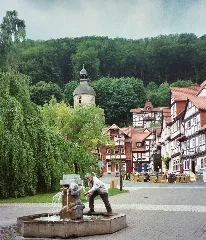 Bad Sooden Allendorf, Fountain And View To The Town Church