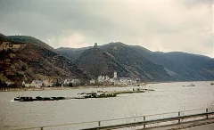 Barge Traffic On The Rhine River From Train