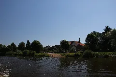 Blick Von Der Mainfähre Auf Den Ort Mondfeld 2013