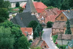 Bornstedt (Bei Eisleben), View From The Schweinsburg To The Village Church