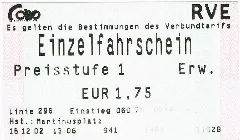 Bus Ticket Avv Rve Martinusplatz 2002