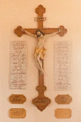 Catholic Parish Church St. Agatha In Kimratshofen. Crux On Wall