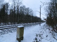 Die Eisenbahnstrecke Nach Dänemark, Begrenzung Der Marienhölzung Beim Wolfsmoor, Flensburg Januar 2013