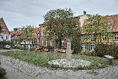 Fachwerkhäuser Und Mahnmal Innenhof St. Johanniskloster Stralsund 1