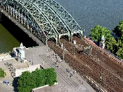 Hohenzollernbrücke Köln Von Oben Rechtes Rheinufer