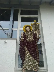 Jesusfigur Aus Bemalten, Ausgeblasenen Ostereiern Am Osterbrunnen Oberstadion 2014
