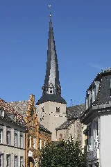 Kaisersesch, Turm Kirche St. Pankratius, Balduinstraße (2019 10 14 Sp)