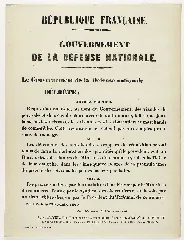 Republique Francaise. Gouvernement De La Defense Nationale. Le Gouvernement De La Défense Nationale Decrete Articl, Aff3779
