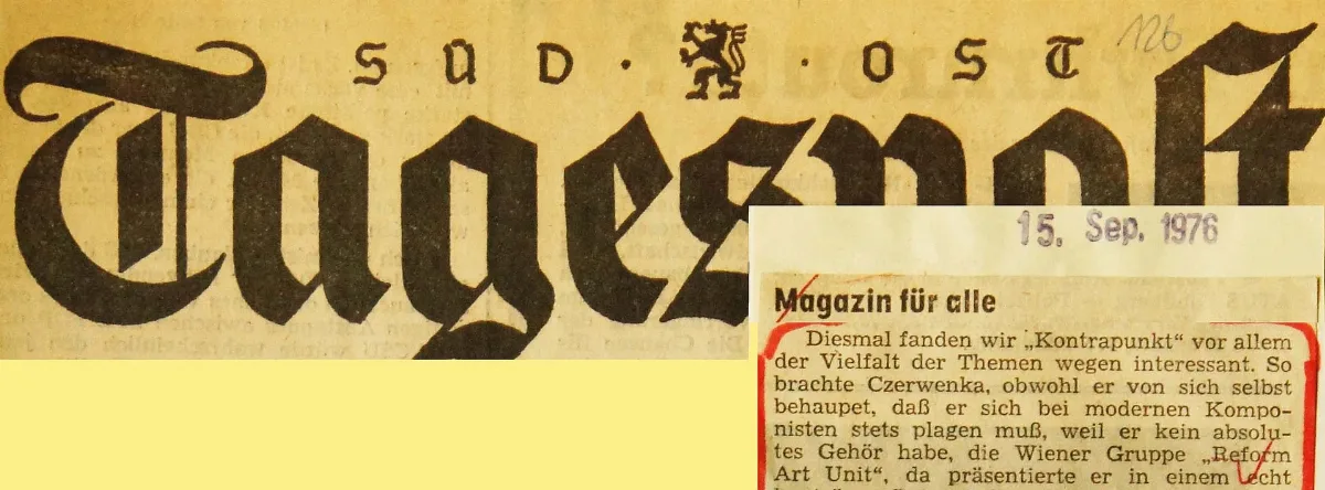 1976 09 15 Süd Ost Tagespost Zu Orf 'Kontrapunkt', Regie Oskar Czerwenka