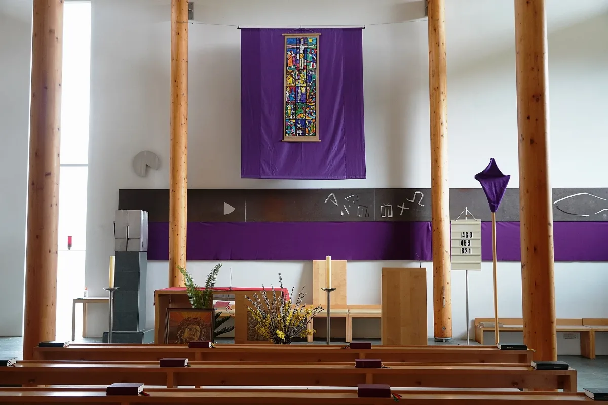 Altarraum, Fastentuch Kath. Pfarrkirche Damtschach, Wernberg, Kärnten