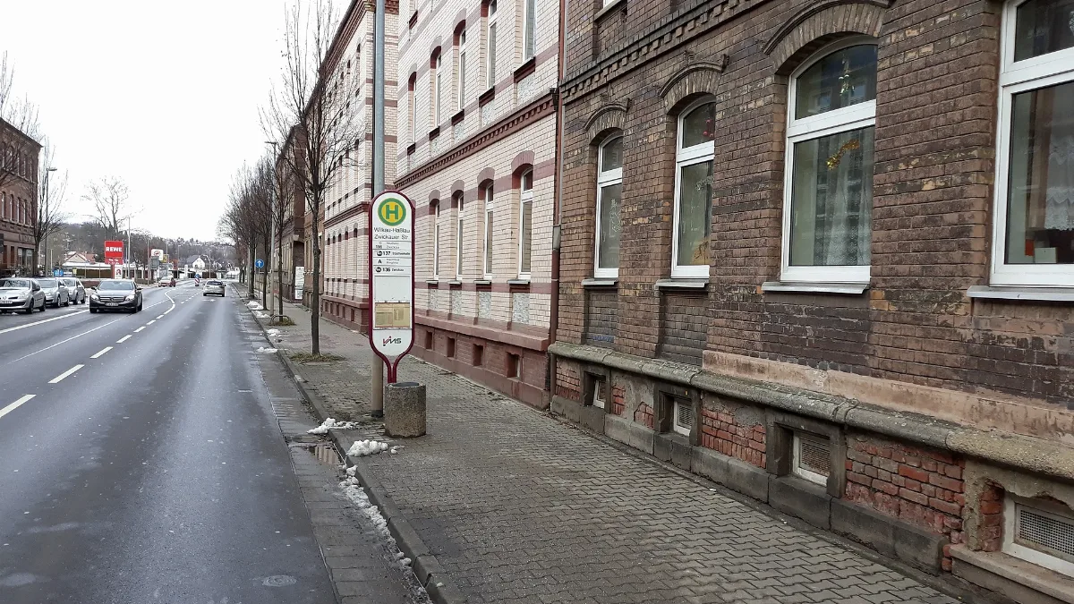 Bushaltestelle Wilkau Hasslau, Zwickauer Strasse, Richtung Zwickau