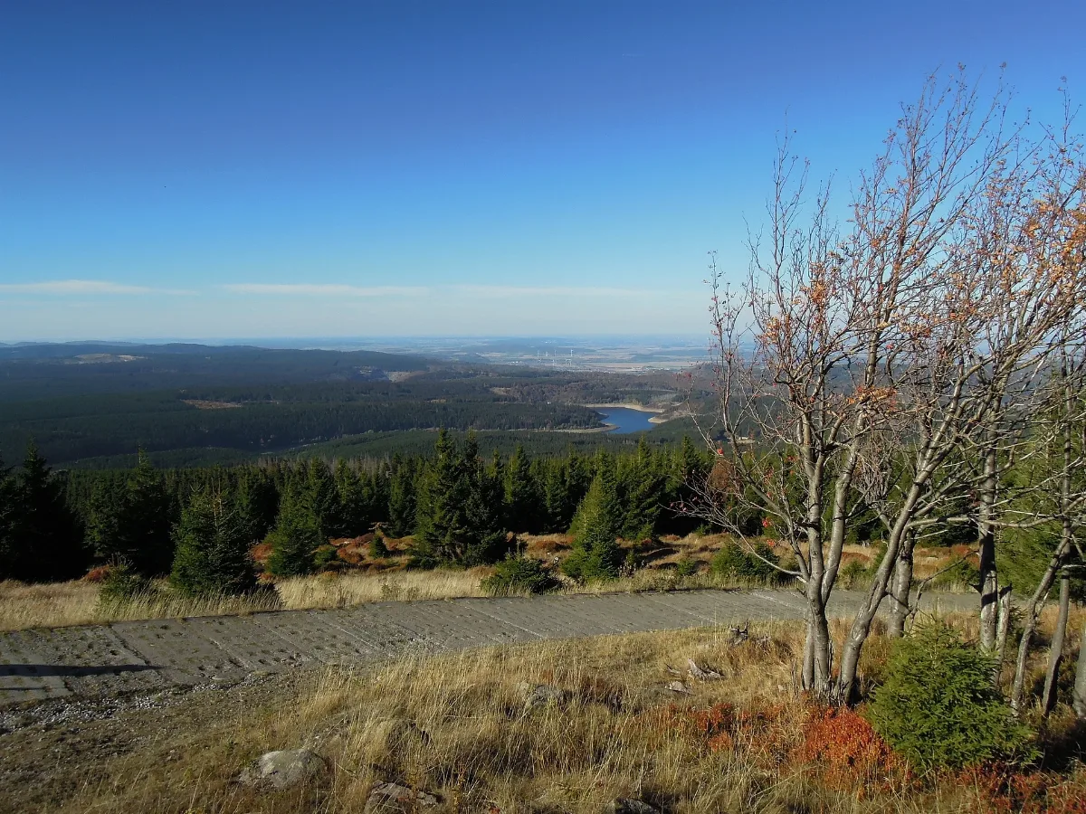 Eckertalsperre Vom Aussichtspunkt Am Hirtenstieg Zwischen Eisernem Tisch Oberhalb Und Bismarckklippe Unterhalb Mitte Oktober 2018