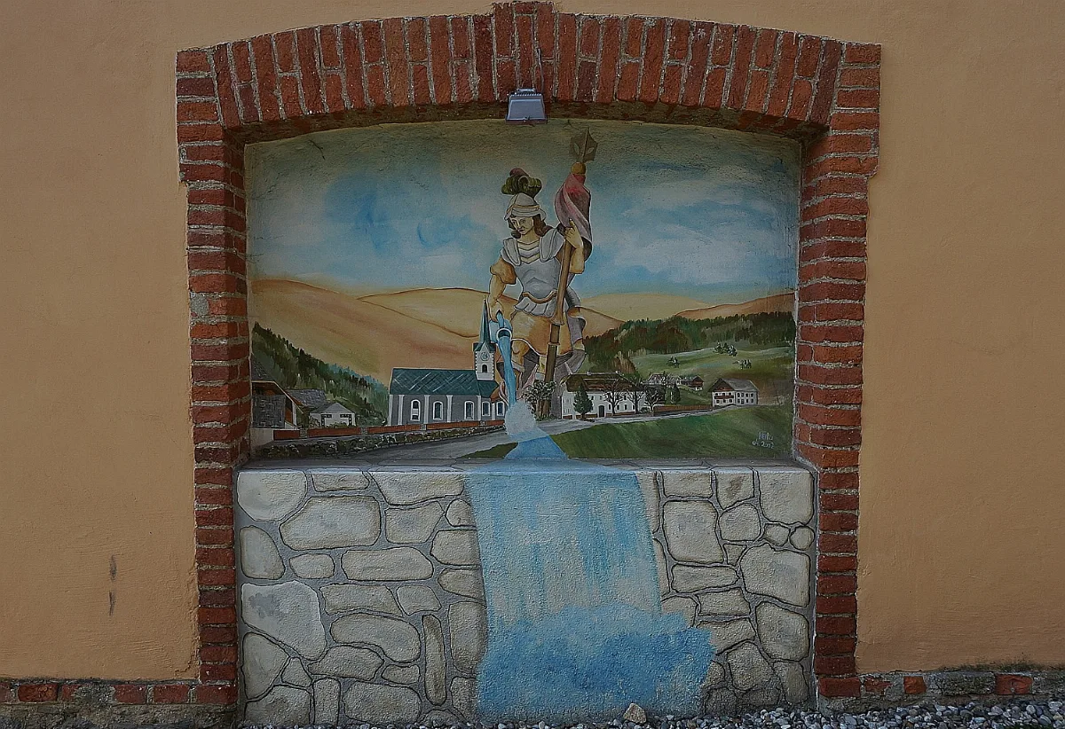 Ehem. Spritzenhaus, Malerei Hl. Florian, Gemeinde Ebene Reichenau, Bezirk Feldkirchen In Kärnten