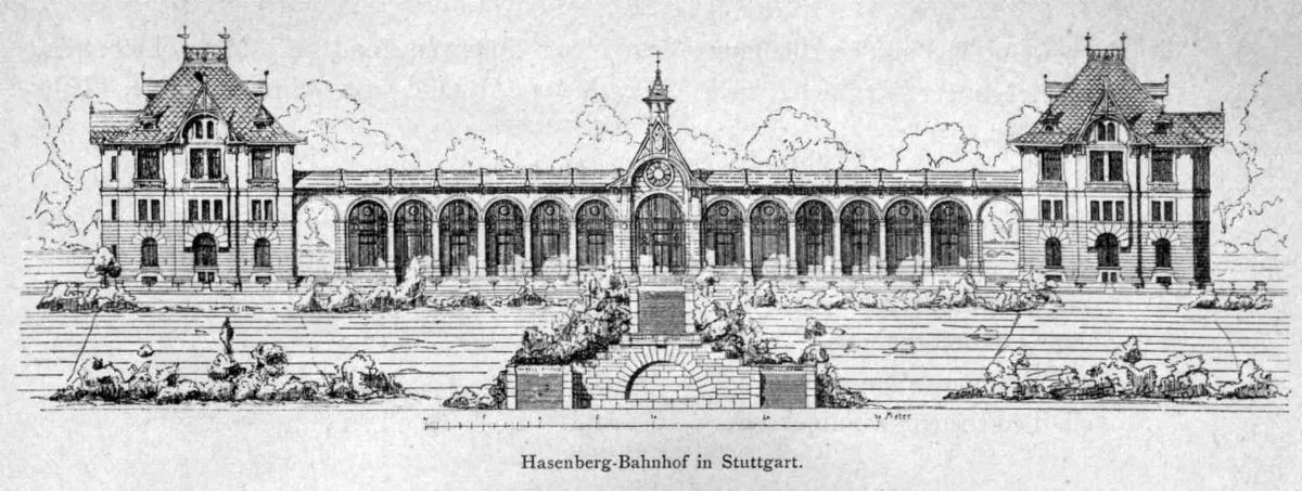 Hasenberg Bahnhof (Westbahnhof) In Stuttgart, 1890