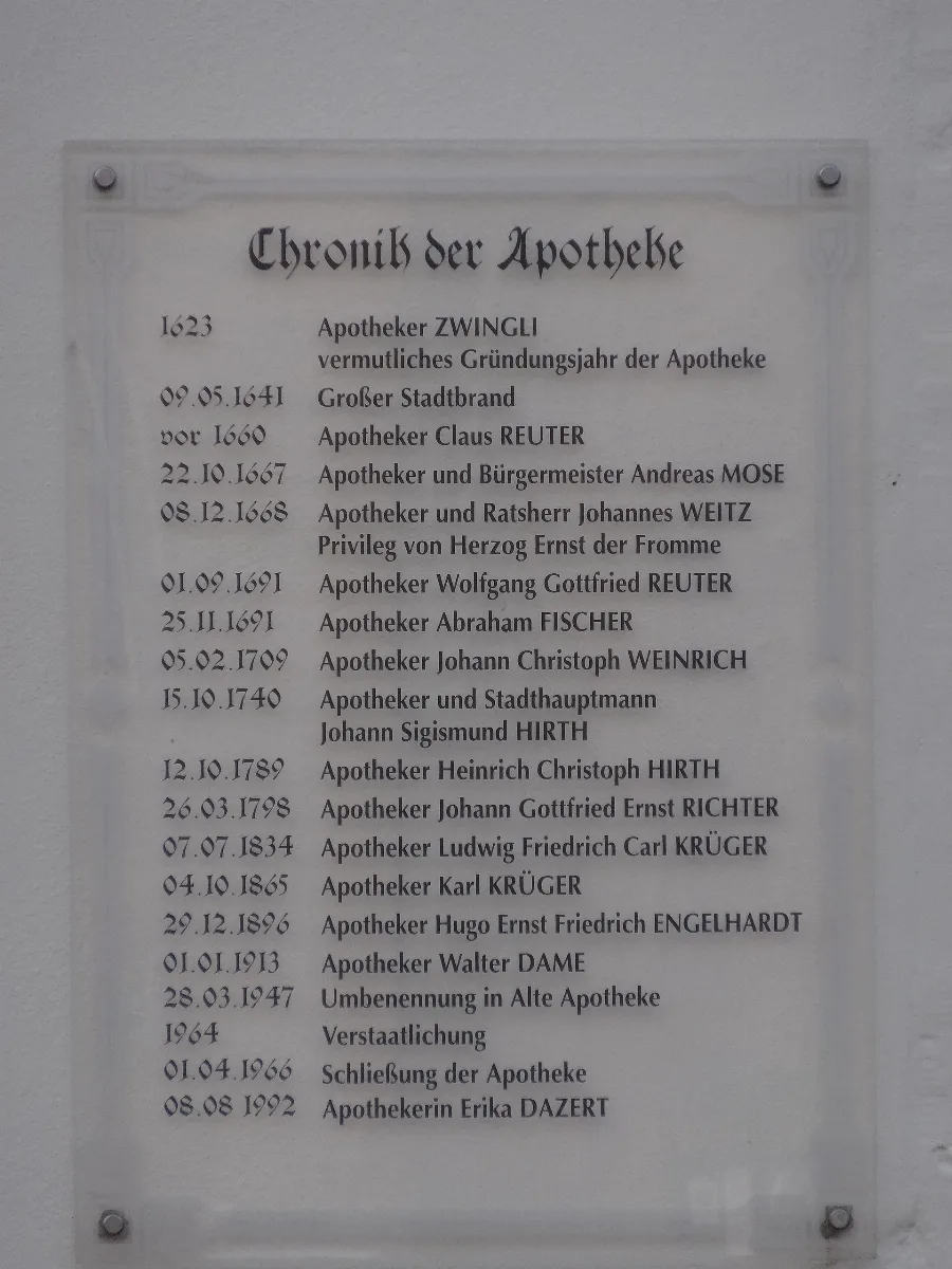 Infotafel Alte Apotheke, Waltershausen