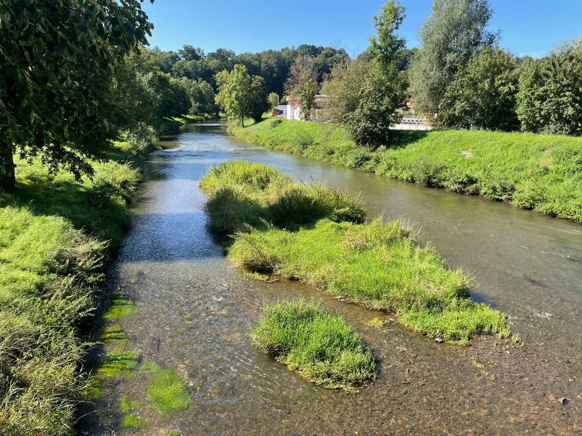 Landappbw 879214 1824 Blick Auf Den Kocher Bei Den Holzwerken An Der Ehemaligen Ausägmühle Abtsgmünd