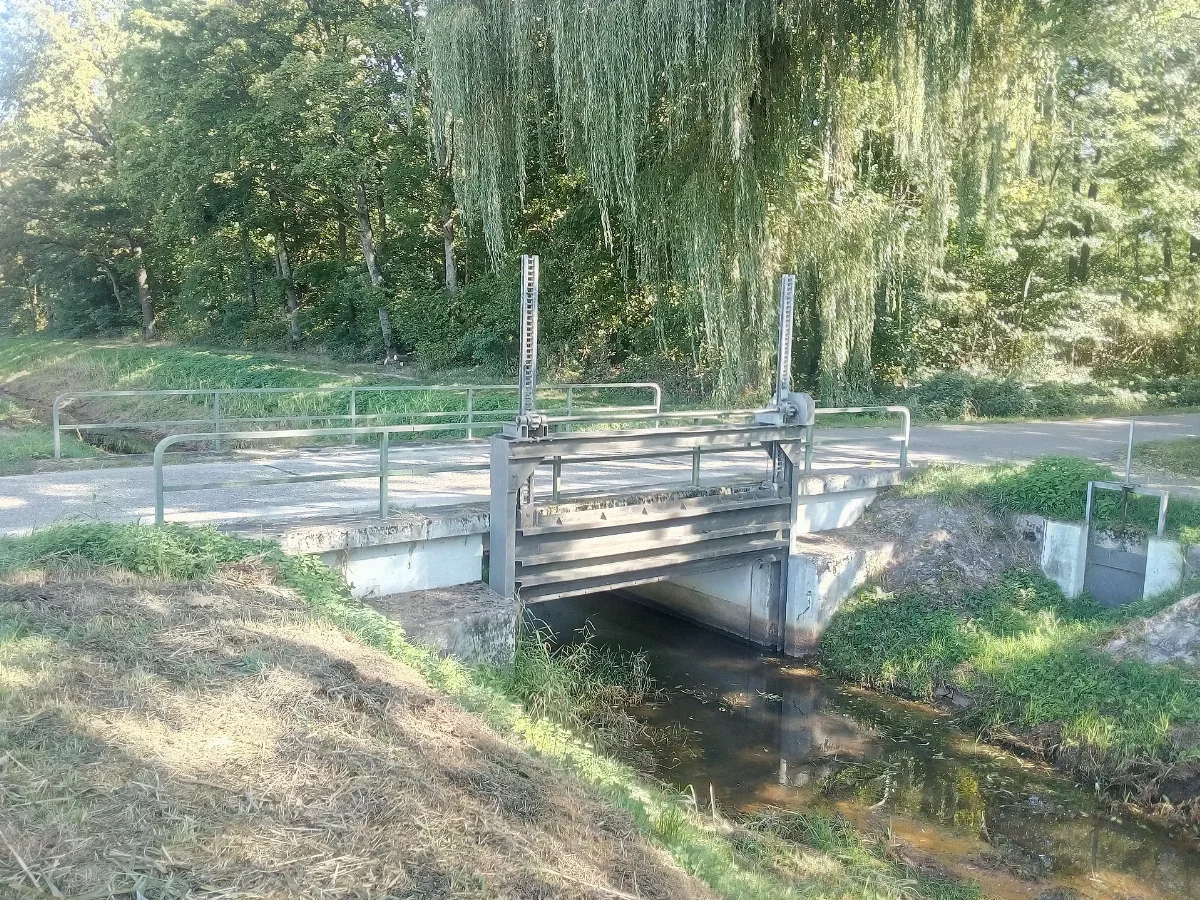 Schwarzwasser, Brücke Und Schütz Beim Waldgebiet Muhr Bei Unzhurst