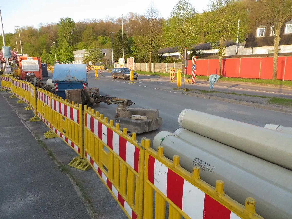 Straße Kielseng Während Der Teilsperrung Im April 2014 (Flensburg), Bild 19