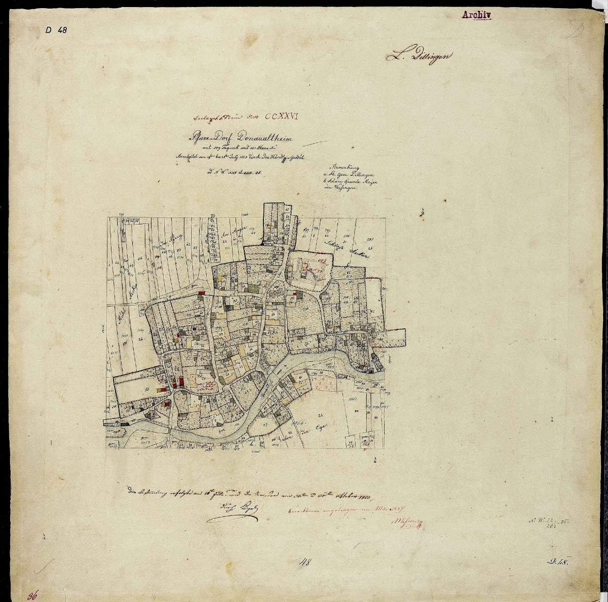 Uraufnahme Ortsblatt Ort Don 1828 D48 Landkreis Dillingen A.d.donau Schwaben
