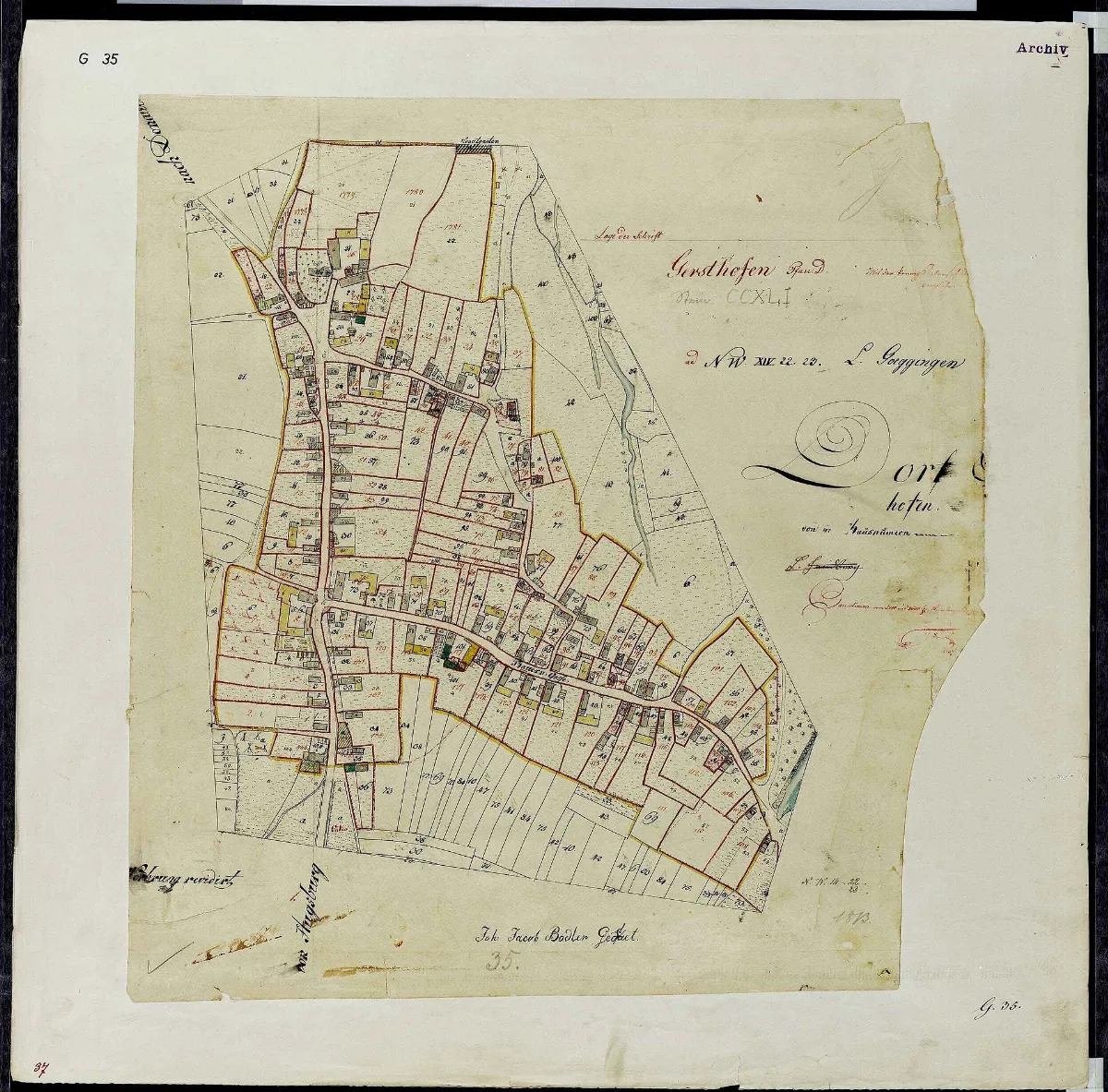 Uraufnahme Ortsblatt Ort Ger 1813 G35 Landkreis Augsburg Schwaben