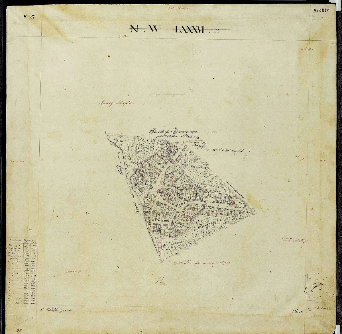 Uraufnahme Ortsblatt Ort Kem 1822 K21 Landkreis Bamberg Oberfranken