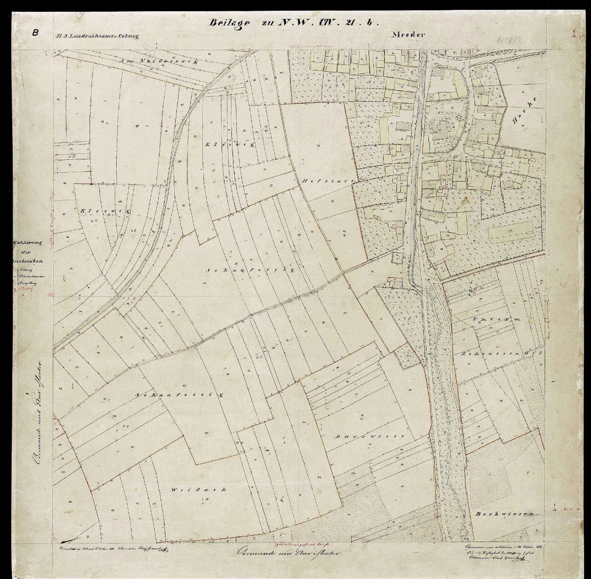 Uraufnahme Ortsblatt Ort Mee 1861 Hsc B Landkreis Coburg Oberfranken