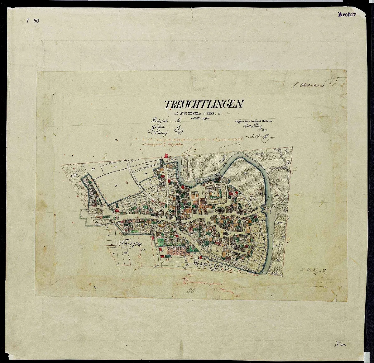 Uraufnahme Ortsblatt Ort Tre 1820 T50 Landkreis Weißenburg Gunzenhausen Mittelfranken