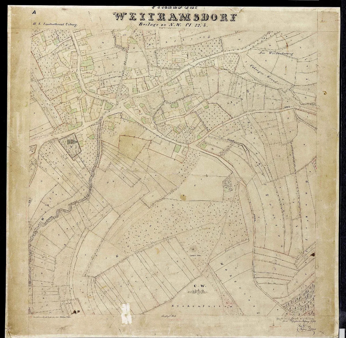 Uraufnahme Ortsblatt Ort Wei 1859 Hsc A Landkreis Coburg Oberfranken