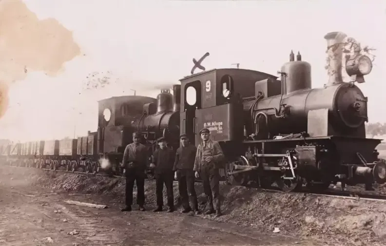 Zwei Feldbahn Dampfloks, Fritz 'O.w. Kluge Hirschfelde Sachsen Zittau'
